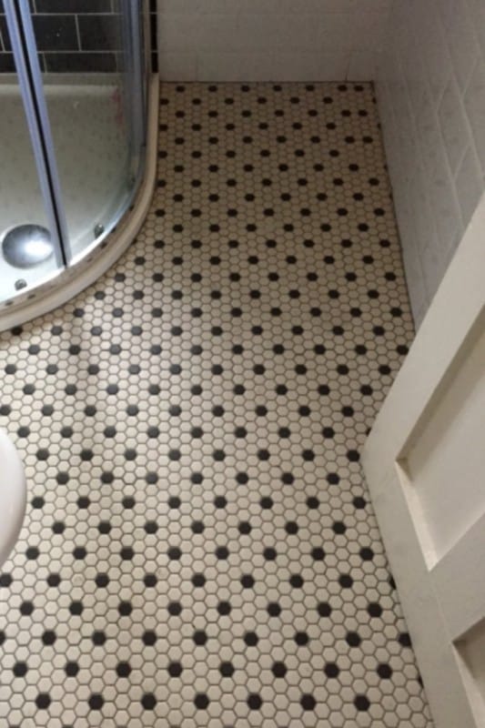 The Mosaic Factory London Mozaiek Tegel Hexagon - Wit/Zwart Porselein Ongeglazuurd, 18 black dots 260x300 mm