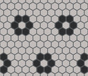 The Mosaic Factory London Mozaiek Tegel Hexagon - Wit/Zwart Porselein Ongeglazuurd, 4 black flowers 260x300 mm