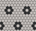 The Mosaic Factory London Mozaiek Tegel Hexagon - Wit/Zwart Porselein Ongeglazuurd, 4 black flowers 260x300 mm