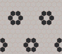 The Mosaic Factory London Mozaiek Tegel Hexagon - Wit/Zwart Porselein Ongeglazuurd, 4 black flowers 260x300 mm