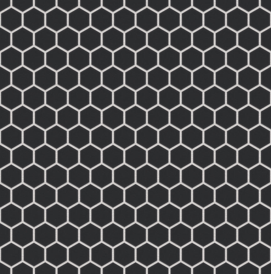 The Mosaic Factory London Mozaiek Tegel Hexagon - Zwart Porselein Ongeglazuurd, R11 260x300 mm