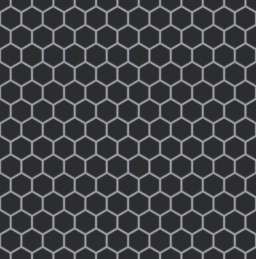 The Mosaic Factory London Mozaiek Tegel Hexagon - Zwart Porselein Ongeglazuurd, R11 260x300 mm