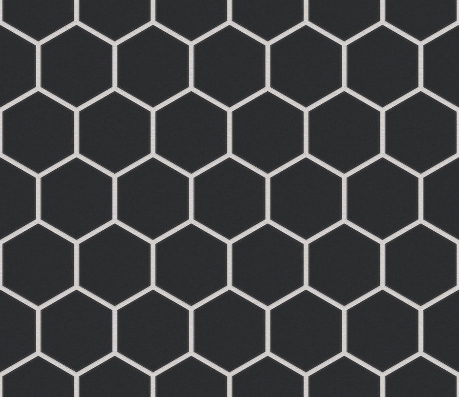 The Mosaic Factory London Mozaiek Tegel Hexagon - Zwart Porselein Ongeglazuurd, R11 281x325 mm