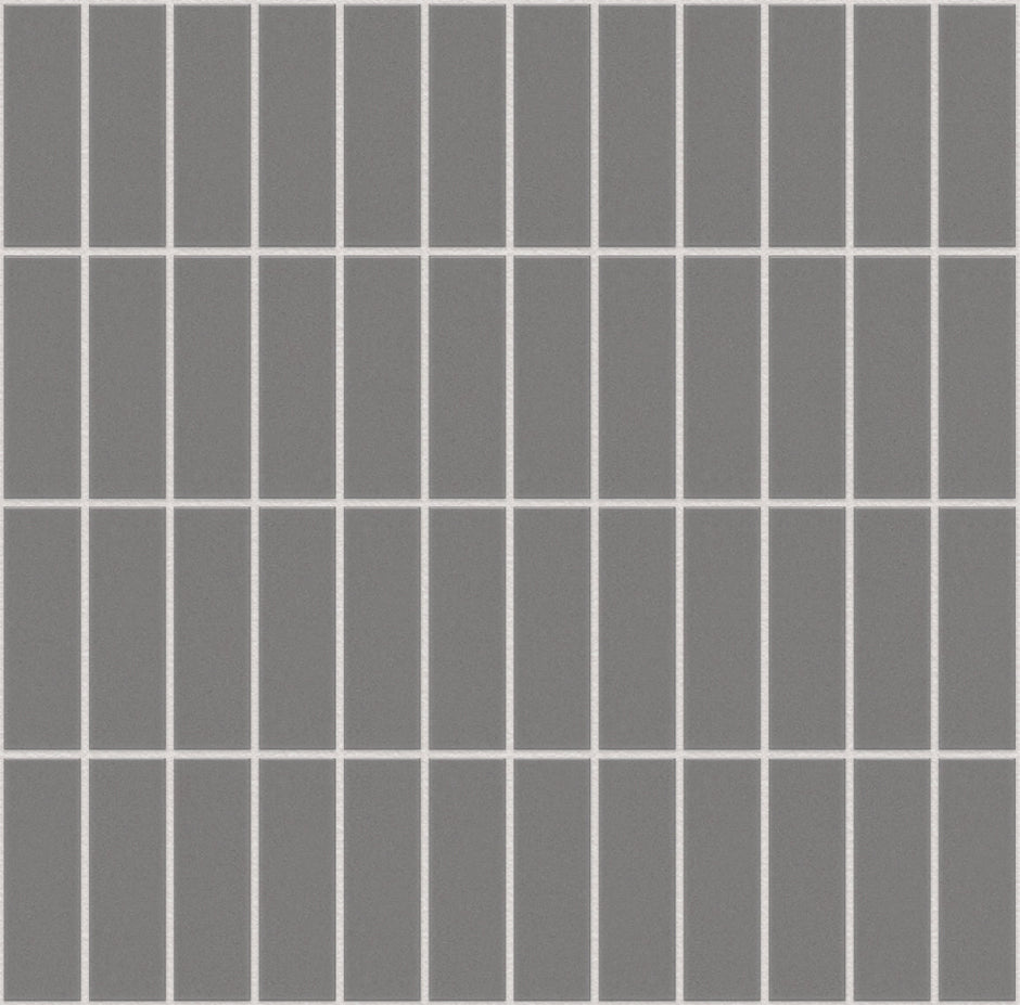 The Mosaic Factory London Mozaiek Tegel Rechthoek - Mat Grijs Porselein Ongeglazuurd, R11 23x73x6 mm