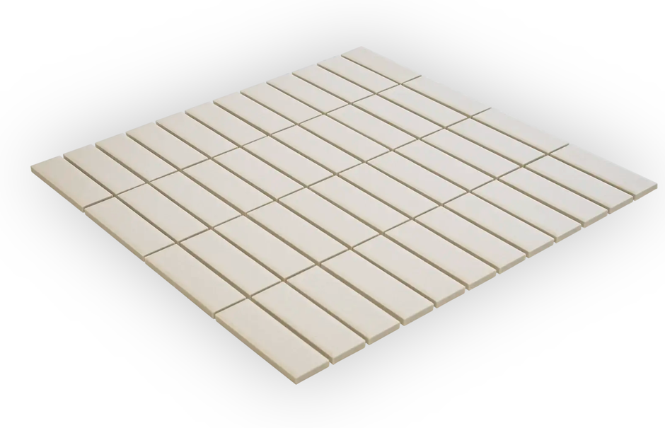 The Mosaic Factory London Mozaiek Tegel Rechthoek - Mat Wit Porselein Ongeglazuurd, R11 23x73x6 mm