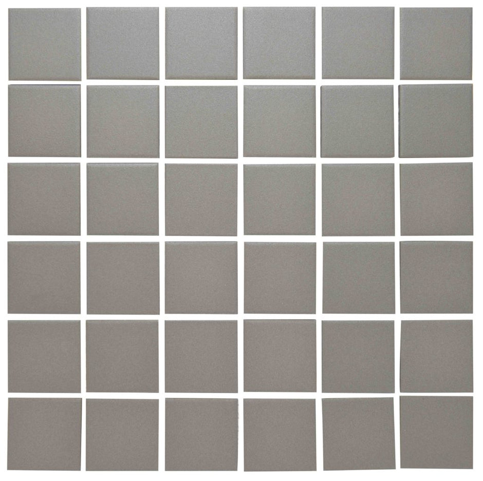 The Mosaic Factory London Mozaiek Tegel Vierkant - Donker Grijs Porselein Ongeglazuurd, R11 309x309 mm