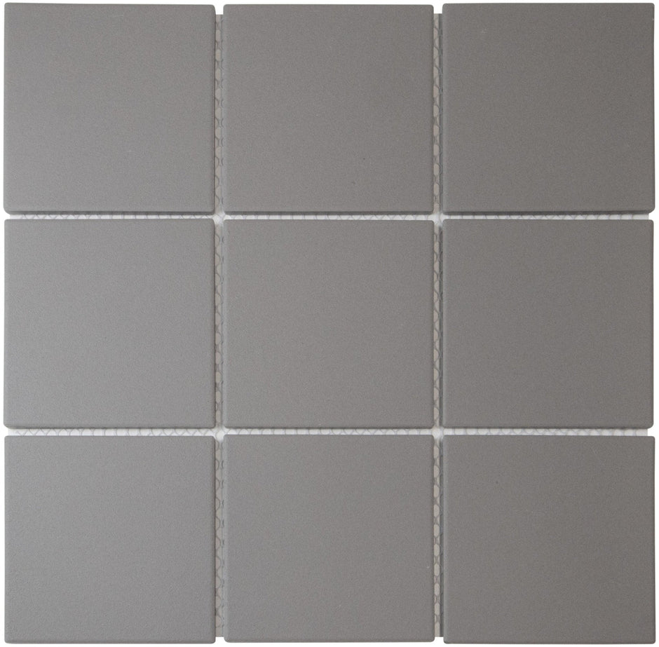 The Mosaic Factory London Mozaiek Tegel Vierkant - Donker Grijs Porselein Ongeglazuurd, R11 95x95x6 mm