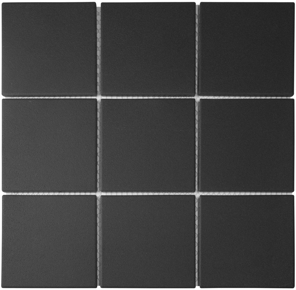 The Mosaic Factory London Mozaiek Tegel Vierkant - Zwart Porselein Ongeglazuurd, R11 95x95x6 mm