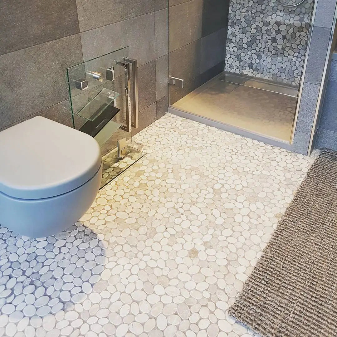 The Mosaic Factory Natural Stone Mozaiek Tegel Pebbles - Ivory Marmer Natural 302x300 mm