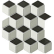 The Mosaic Factory Paris Mozaiek Tegel Cubic - Wit, Grijs, Zwart Mix Porselein Geglazuurd 266x305 mm