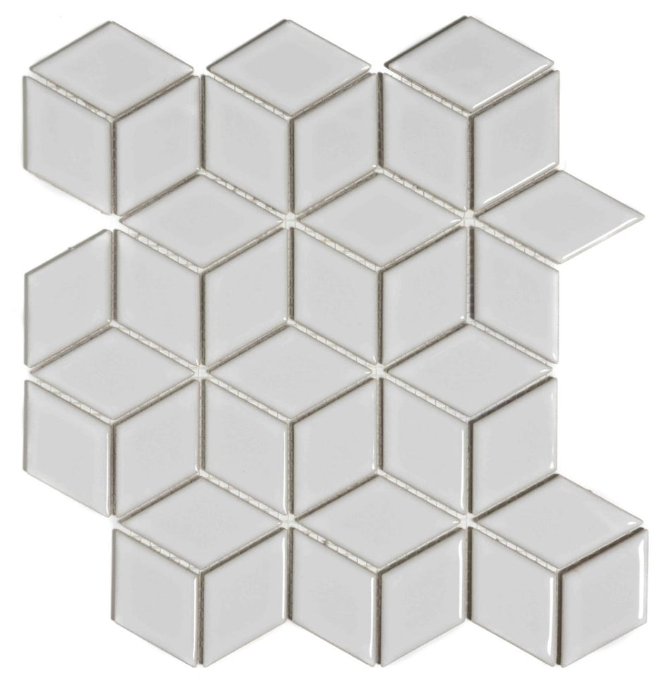 The Mosaic Factory Paris Mozaiek Tegel Cubic - Wit Porselein Geglazuurd 266x305 mm