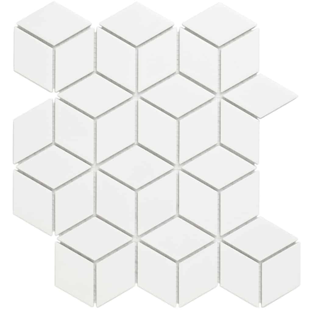 The Mosaic Factory Paris Mozaiek Tegel Cubic - Wit Porselein Geglazuurd 266x305 mm