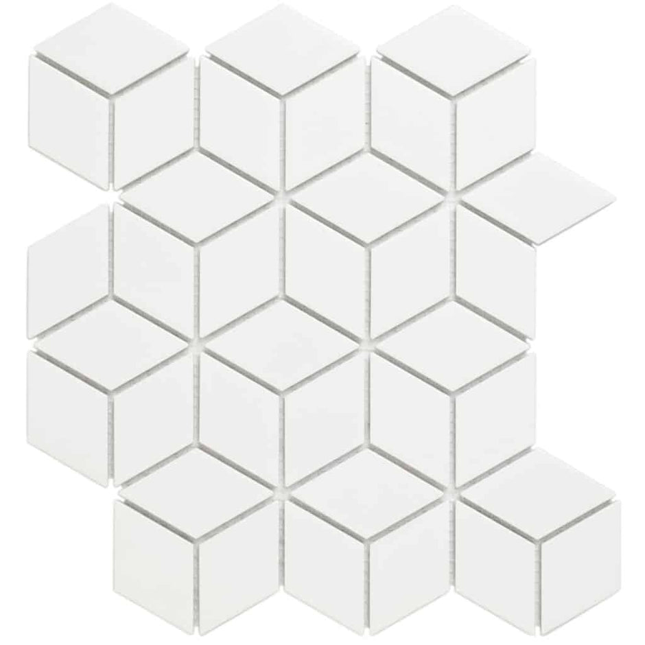 The Mosaic Factory Paris Mozaiek Tegel Cubic - Wit Porselein Geglazuurd 266x305 mm