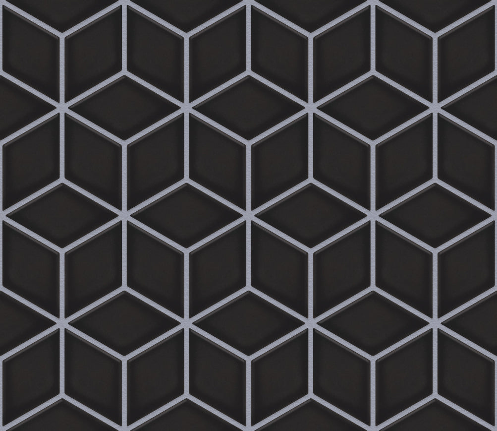 The Mosaic Factory Paris Mozaiek Tegel Cubic - Zwart Porselein Geglazuurd 266x305 mm