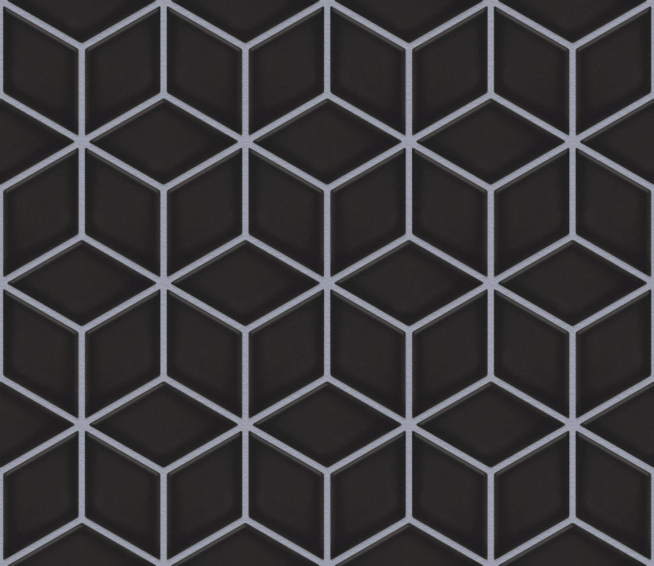 The Mosaic Factory Paris Mozaiek Tegel Cubic - Zwart Porselein Geglazuurd 266x305 mm