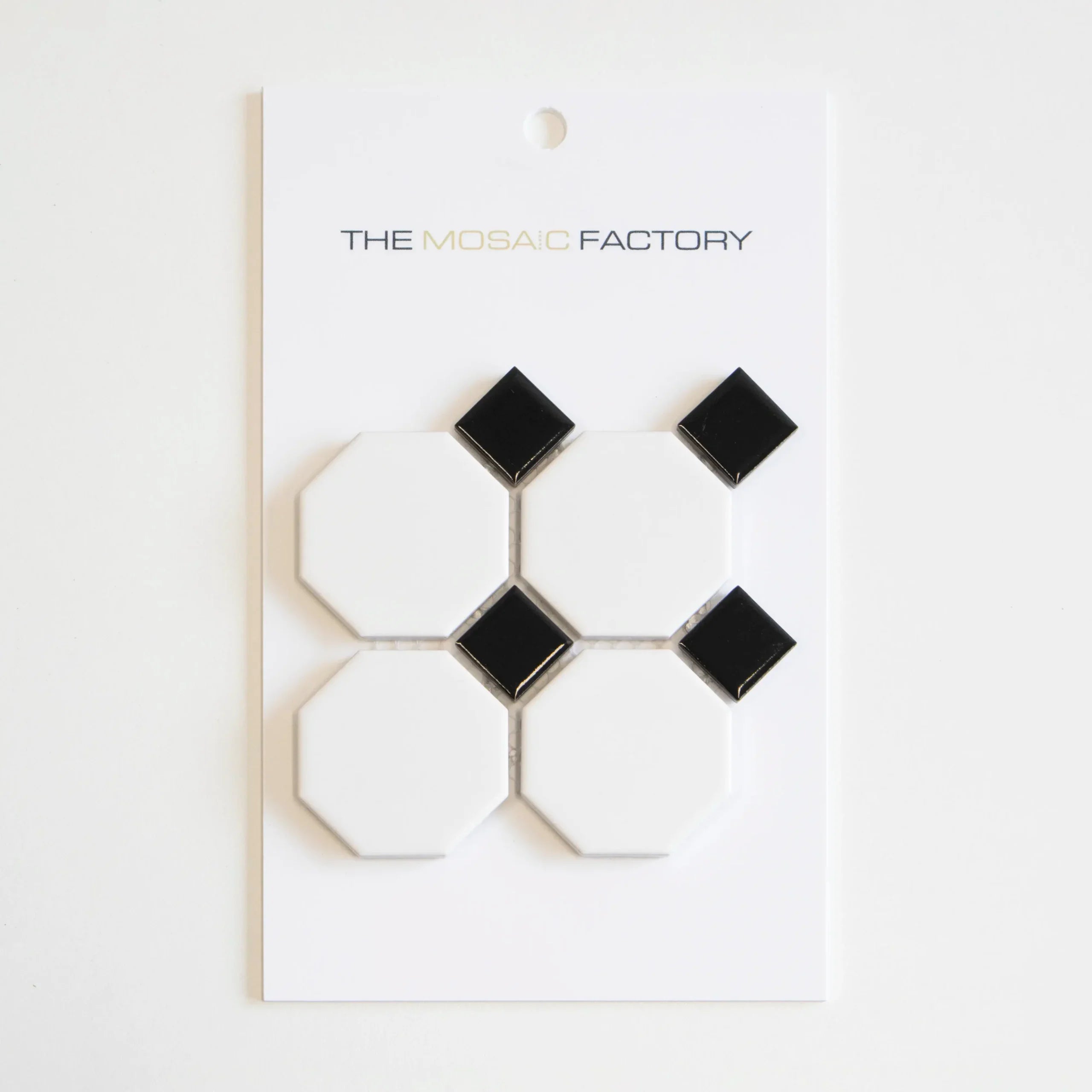 The Mosaic Factory Paris Mozaiek Tegel Octagon - Wit en Zwart Porselein Geglazuurd 295x295 mm
