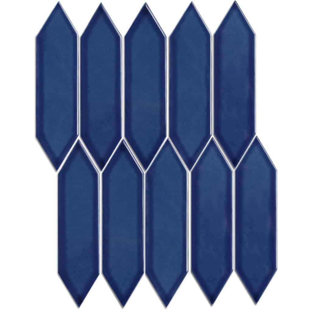 The Mosaic Factory Paris Mozaiek Tegel Picket- Blauw Porselein Geglazuurd 258x313 mm