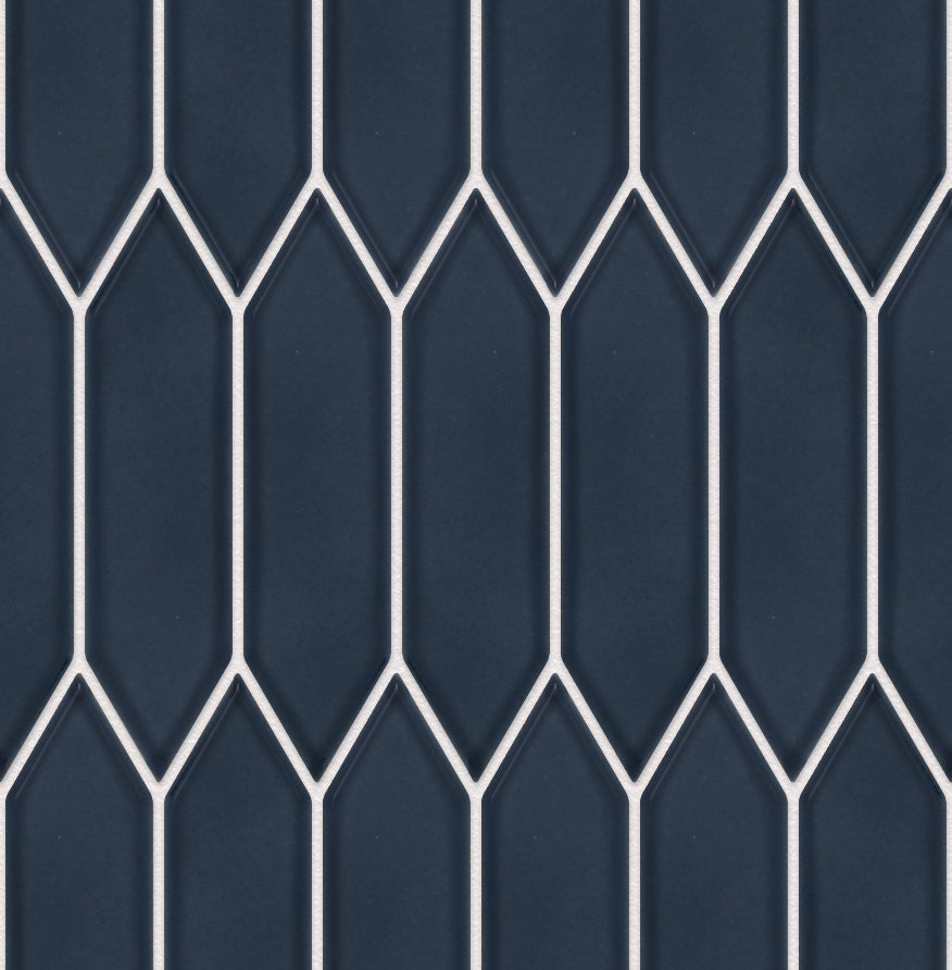 The Mosaic Factory Paris Mozaiek Tegel Picket- Blauw Porselein Geglazuurd 258x313 mm