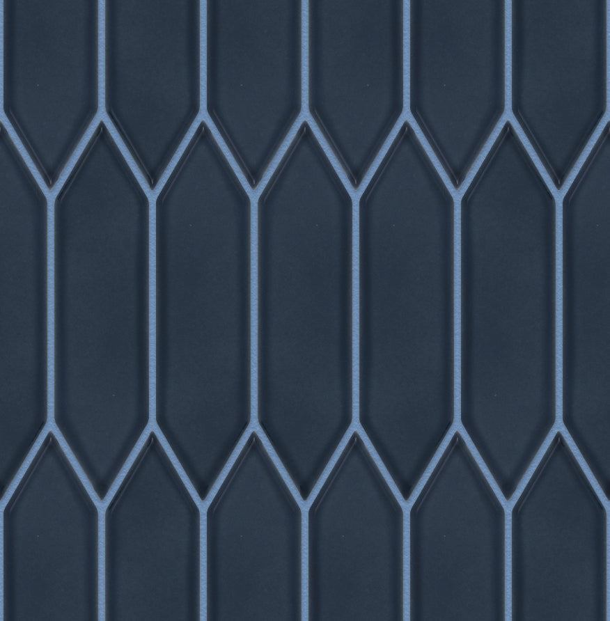 The Mosaic Factory Paris Mozaiek Tegel Picket- Blauw Porselein Geglazuurd 258x313 mm