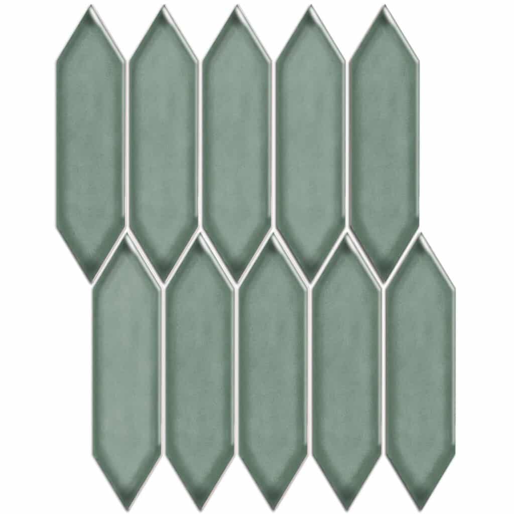 The Mosaic Factory Paris Mozaiek Tegel Picket- Groen Grijs Porselein Geglazuurd 258x313 mm