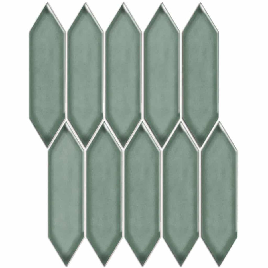 The Mosaic Factory Paris Mozaiek Tegel Picket- Groen Grijs Porselein Geglazuurd 258x313 mm