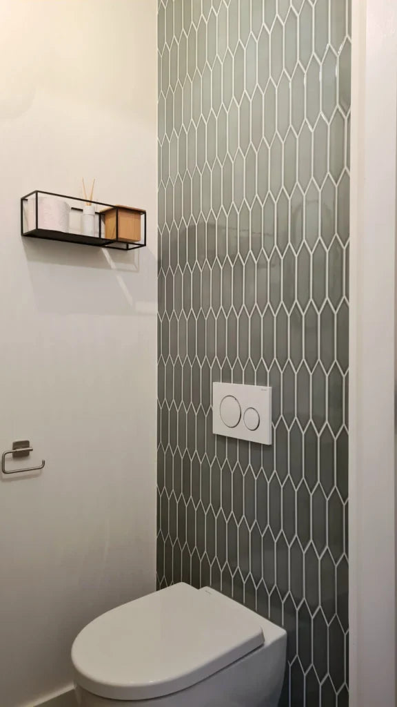 The Mosaic Factory Paris Mozaiek Tegel Picket- Groen Grijs Porselein Geglazuurd 258x313 mm