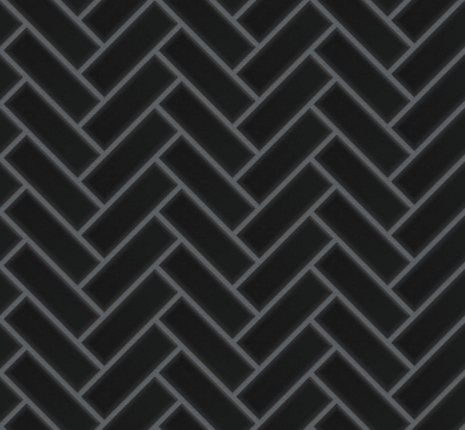 The Mosaic Factory Paris Mozaiek Tegel Visgraat - Extra Zwart Porselein Geglazuurd 247x318 mm