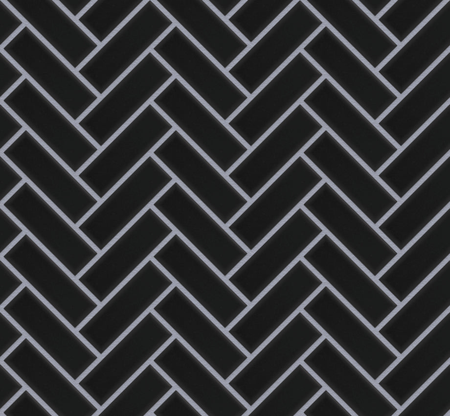 The Mosaic Factory Paris Mozaiek Tegel Visgraat - Extra Zwart Porselein Geglazuurd 247x318 mm