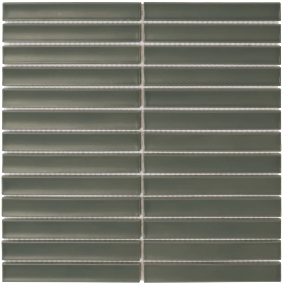 The Mosaic Factory Sevilla Mozaïek Tegel Kitkat Vinger - Army Groen Porselein Geglazuurd 296x299 mm
