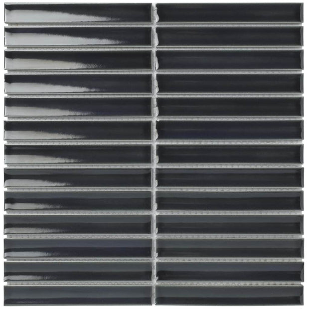 The Mosaic Factory Sevilla Mozaïek Tegel Kitkat Vinger - Blauw Grijs Porselein Geglazuurd 296x299 mm