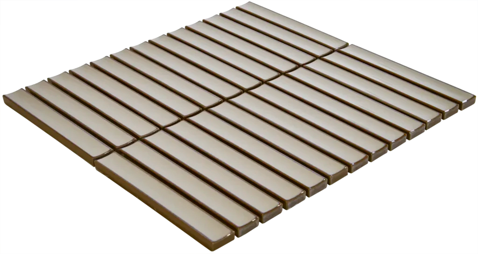 The Mosaic Factory Sevilla Mozaïek Tegel Kitkat Vinger - Café Latte Porselein Geglazuurd 296x299 mm