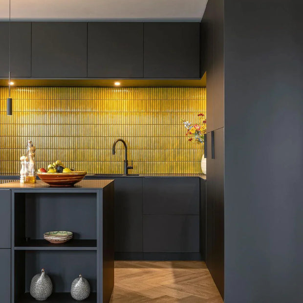 The Mosaic Factory Sevilla Mozaïek Tegel Kitkat Vinger - Geel Porselein Geglazuurd 296x299 mm