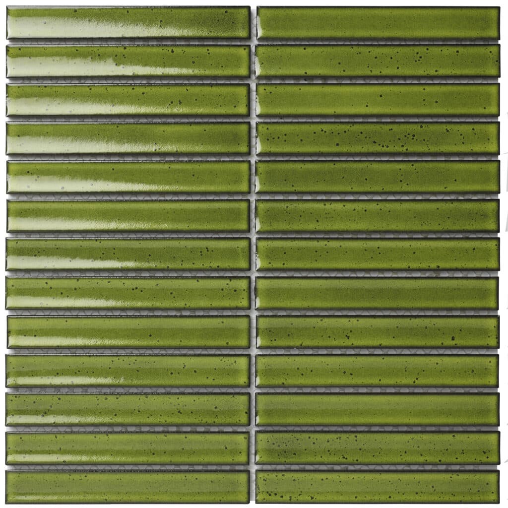 The Mosaic Factory Sevilla Mozaïek Tegel Kitkat Vinger - Groen Porselein Geglazuurd 296x299 mm