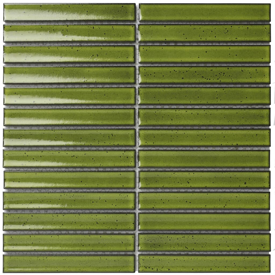 The Mosaic Factory Sevilla Mozaïek Tegel Kitkat Vinger - Groen Porselein Geglazuurd 296x299 mm