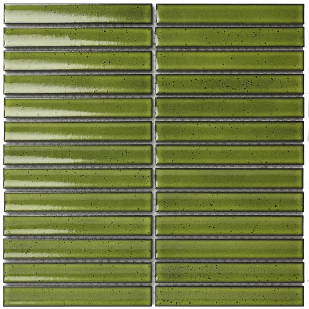 The Mosaic Factory Sevilla Mozaïek Tegel Kitkat Vinger - Groen Porselein Geglazuurd 296x299 mm