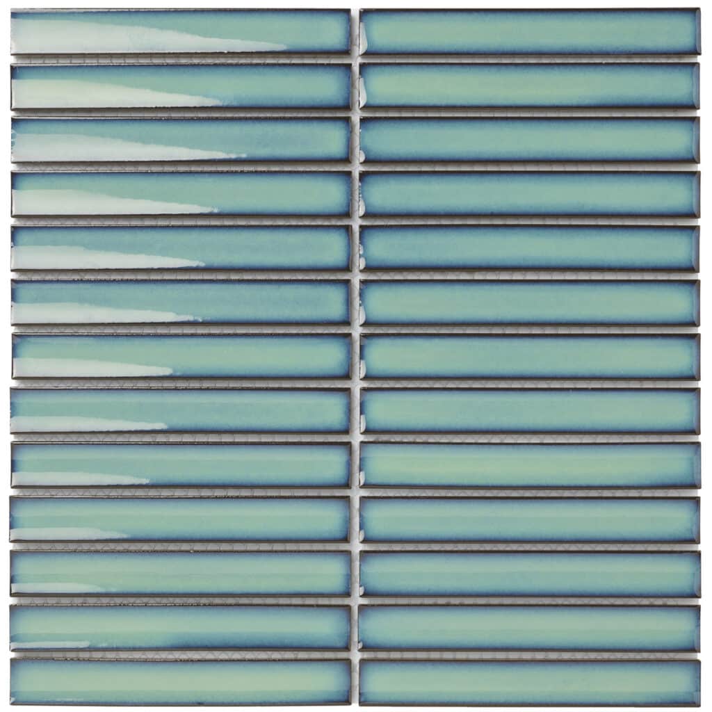 The Mosaic Factory Sevilla Mozaïek Tegel Kitkat Vinger - Oceaan Groen Porselein Geglazuurd 296x299 mm
