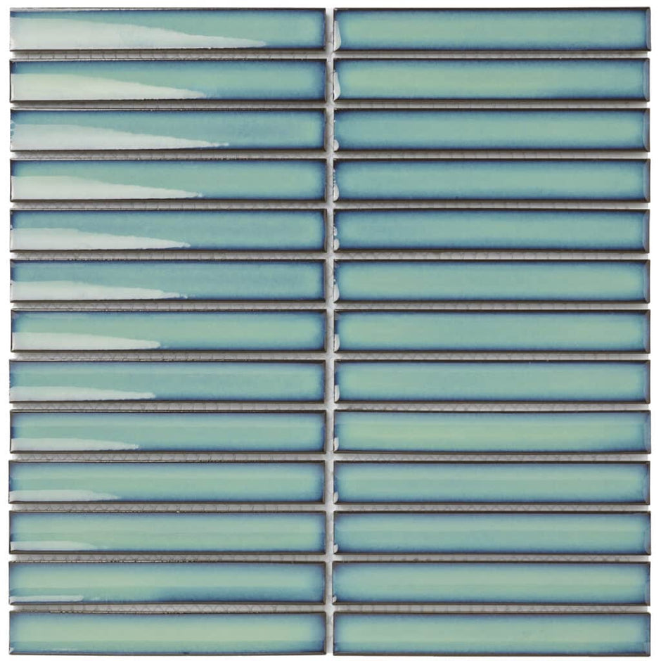 The Mosaic Factory Sevilla Mozaïek Tegel Kitkat Vinger - Oceaan Groen Porselein Geglazuurd 296x299 mm