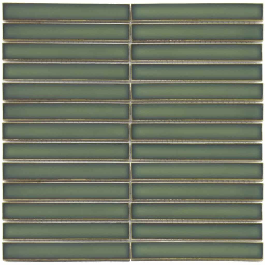 The Mosaic Factory Sevilla Mozaïek Tegel Kitkat Vinger - Regenwoud Groen Porselein Geglazuurd 296x299 mm