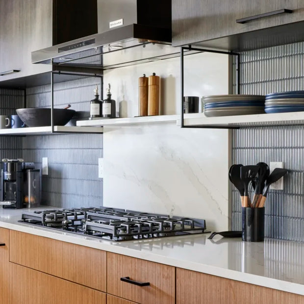 The Mosaic Factory Sevilla Mozaïek Tegel Mini Kitkat Vinger - Gespikkeld Grijs blauw Porselein Geglazuurd 282x308 mm