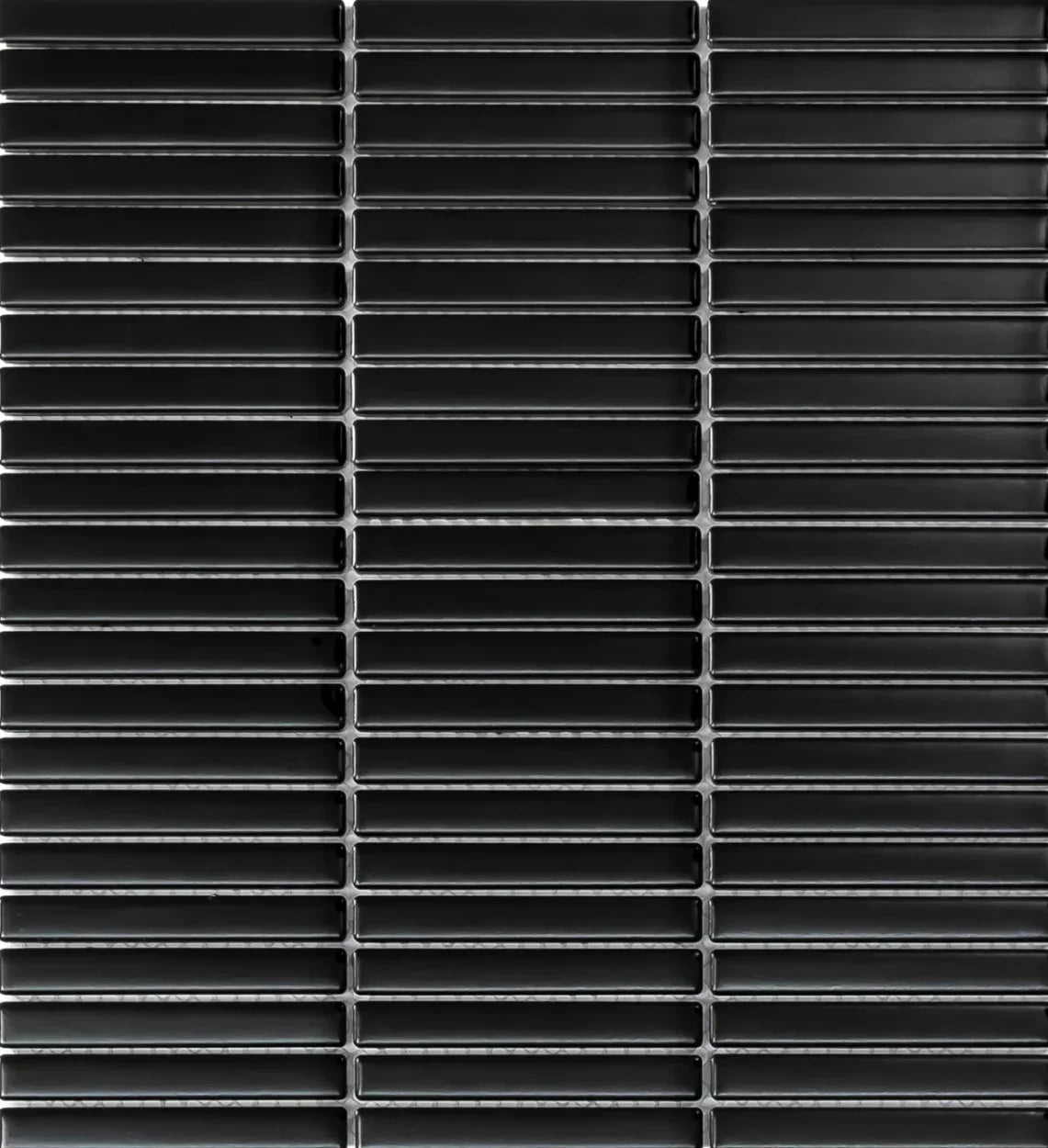 The Mosaic Factory Sevilla Mozaïek Tegel Mini Kitkat Vinger - Mat Zwart Porselein Geglazuurd 282x308 mm