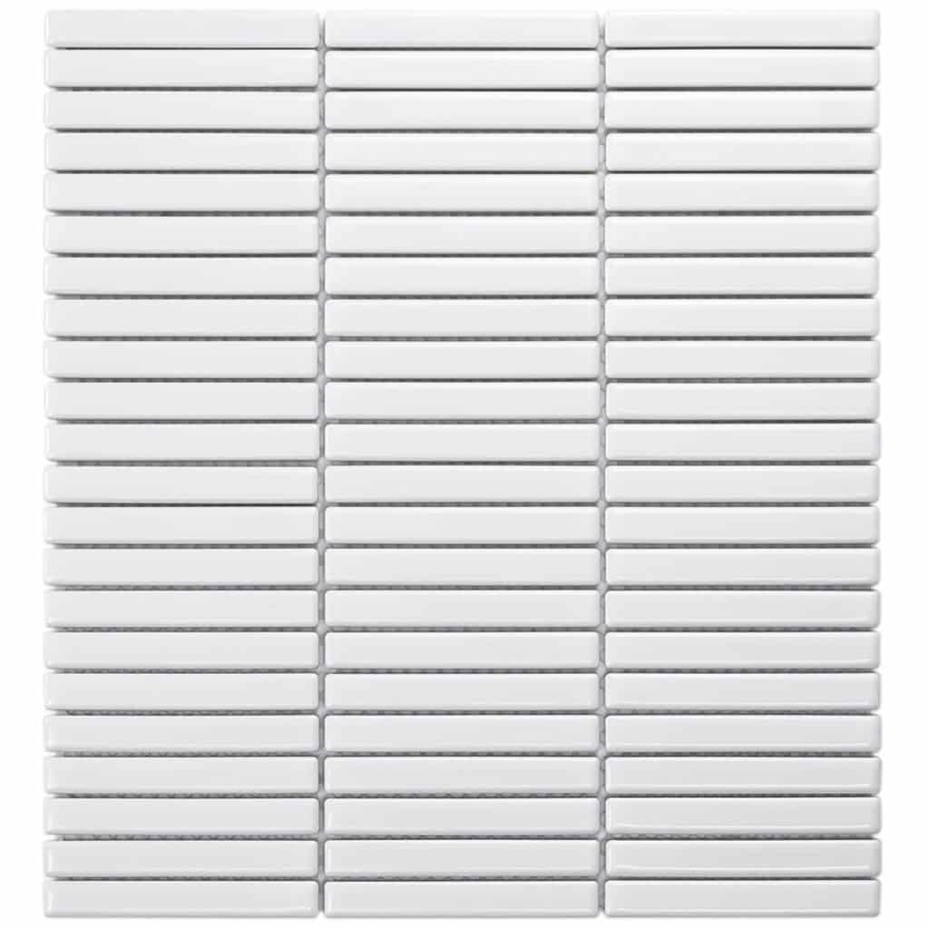 The Mosaic Factory Sevilla Mozaïek Tegel Mini Kitkat Vinger - Wit Porselein Geglazuurd 282x308 mm