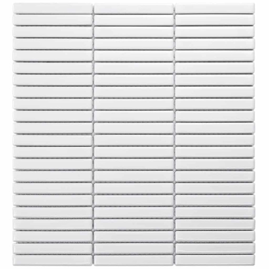 The Mosaic Factory Sevilla Mozaïek Tegel Mini Kitkat Vinger - Wit Porselein Geglazuurd 282x308 mm