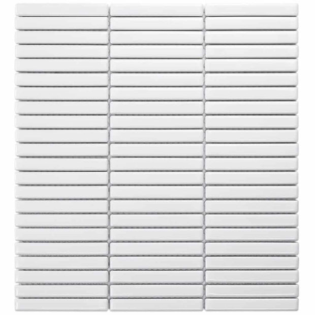 The Mosaic Factory Sevilla Mozaïek Tegel Mini Kitkat Vinger - Wit Porselein Geglazuurd 282x308 mm