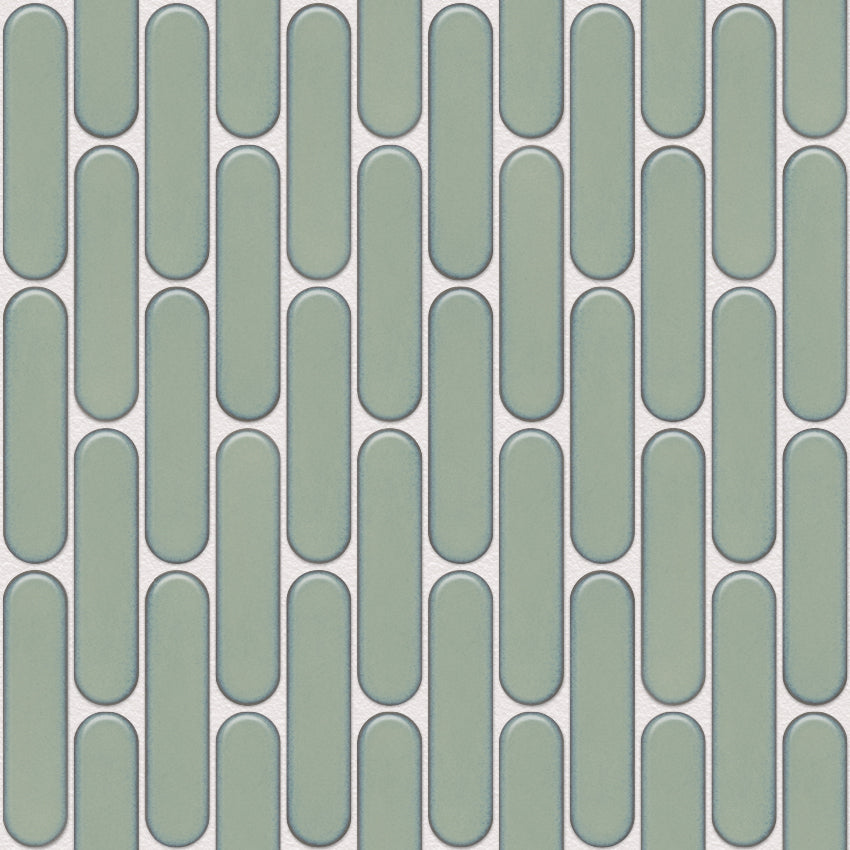 The Mosaic Factory Sevilla Mozaïek Tegel Ovaal Vinger - Licht Groen Gespikkeld Porselein Geglazuurd 300x300 mm