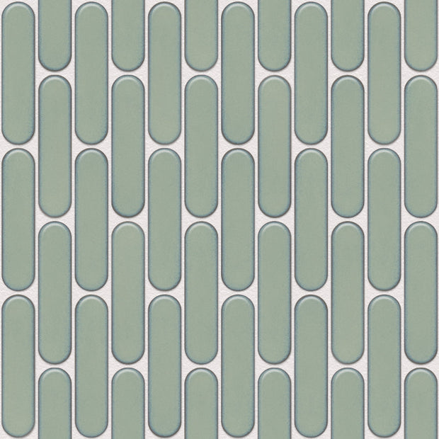 The Mosaic Factory Sevilla Mozaïek Tegel Ovaal Vinger - Licht Groen Gespikkeld Porselein Geglazuurd 300x300 mm