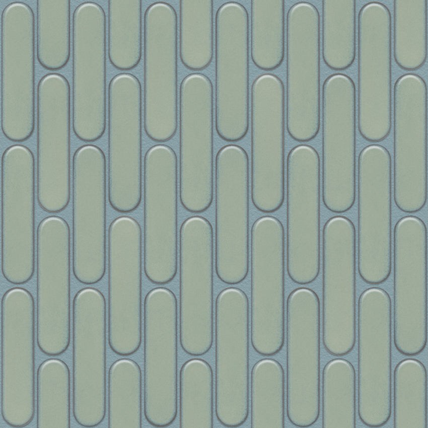 The Mosaic Factory Sevilla Mozaïek Tegel Ovaal Vinger - Licht Groen Gespikkeld Porselein Geglazuurd 300x300 mm