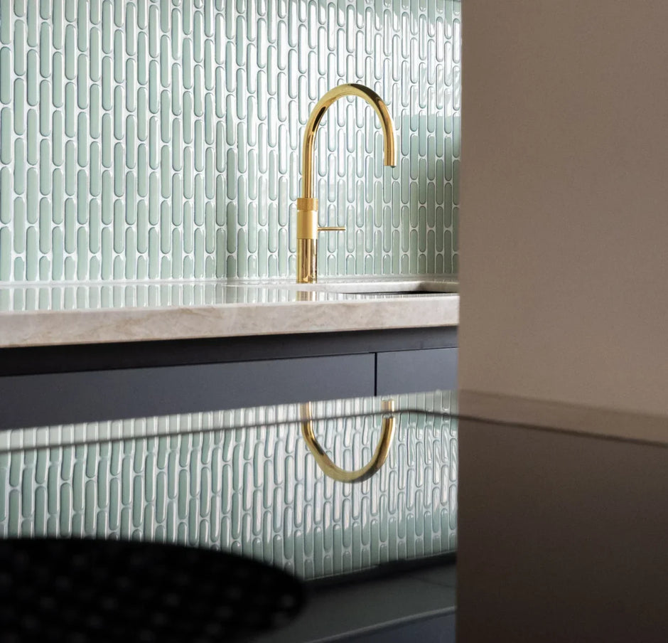 The Mosaic Factory Sevilla Mozaïek Tegel Ovaal Vinger - Licht Groen Gespikkeld Porselein Geglazuurd 300x300 mm