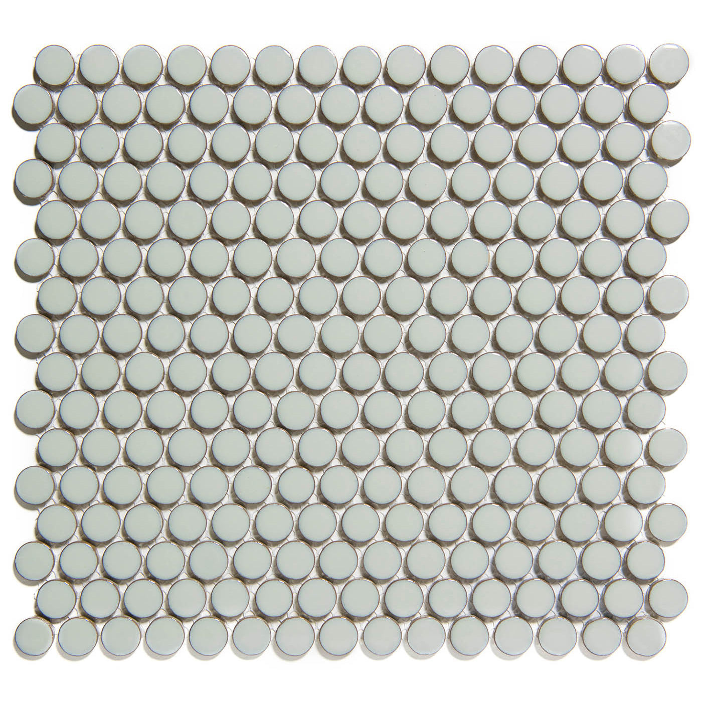 The Mosaic Factory Venice Pennyround Mozaiek Tegel Rond - Licht grijs met rand Porselein Geglazuurd 315x294 mm