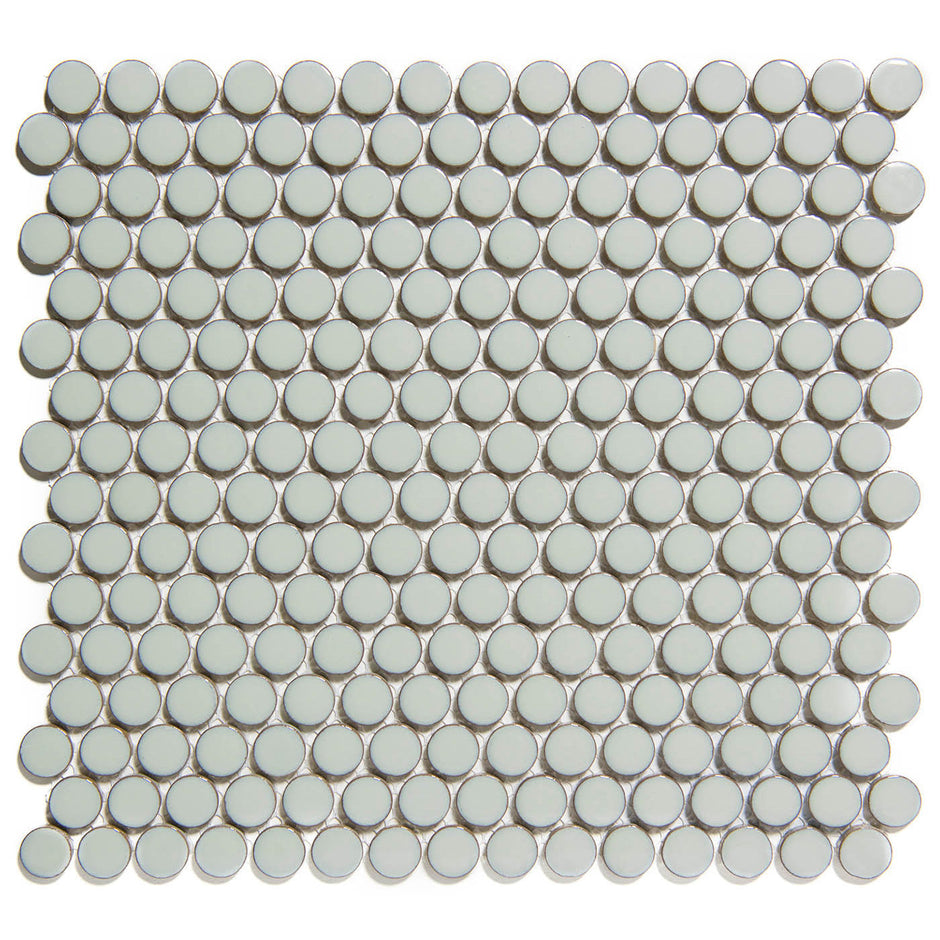 The Mosaic Factory Venice Pennyround Mozaiek Tegel Rond - Licht grijs met rand Porselein Geglazuurd 315x294 mm