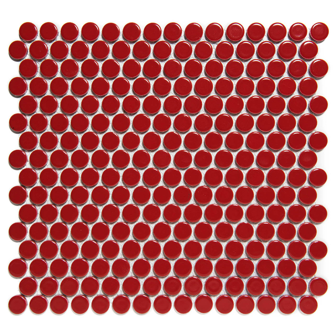 The Mosaic Factory Venice Pennyround Mozaiek Tegel Rond - Rood Porselein Geglazuurd 315x294 mm